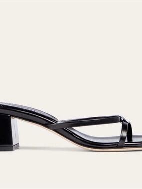 Dear Frances Black Strappy Low Block Heel Mule